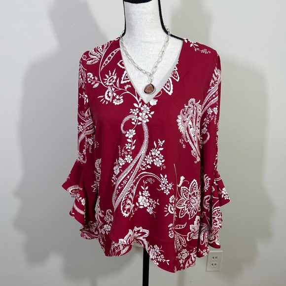 VINCE COMUTO tunic in a beautiful burgundy with white in med - Picture 10 of 15